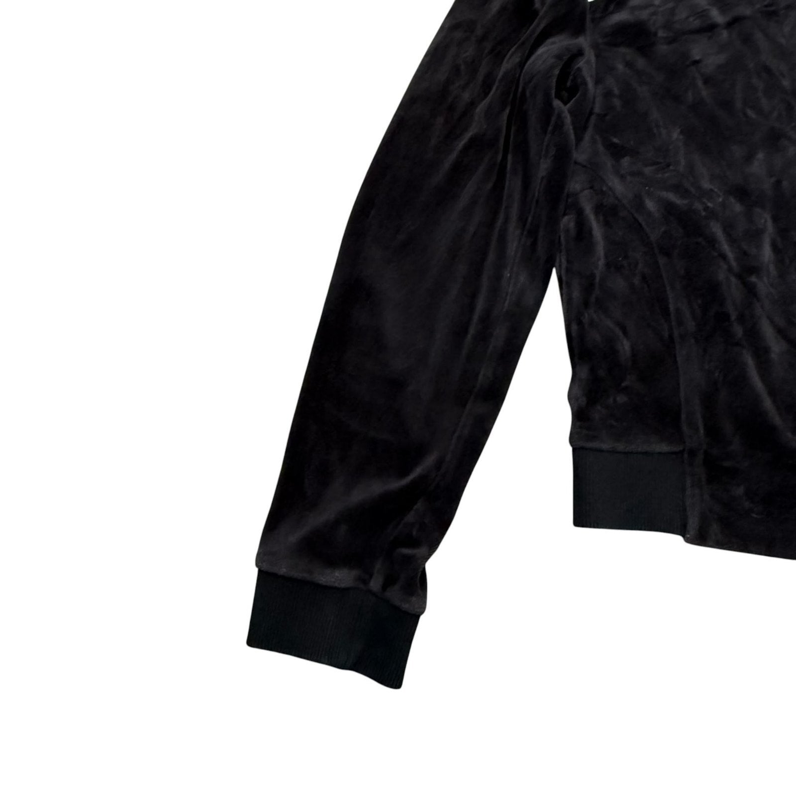 Nike Y2K Zip Up Hoodie Track Jacket Black Velour Pink Stripe Size 8-10