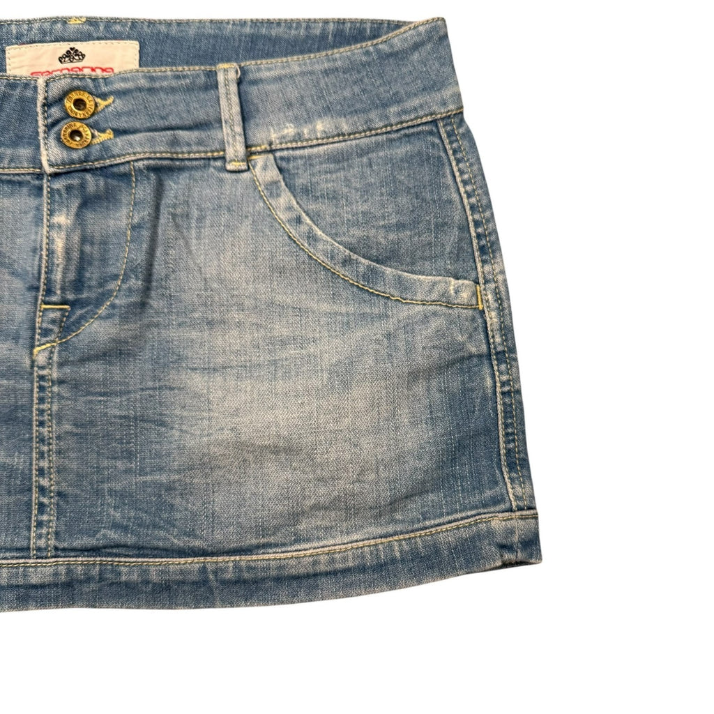 Fornarina Y2K Denim Mini Skirt Low Rise Light Wash Blue 12
