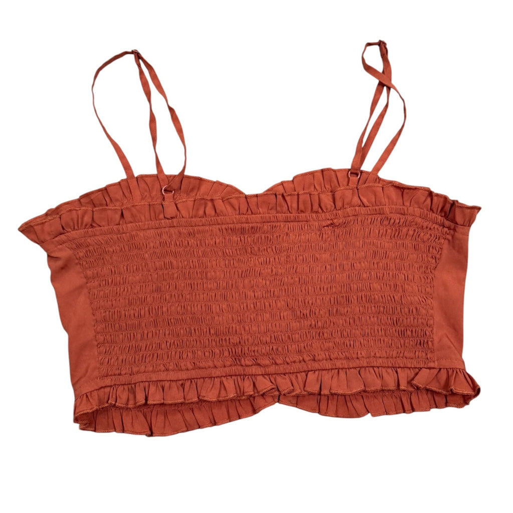 Urban Outfitters Crop Top Orange Womens Small Shirred Bandeau Rust Summer Cami