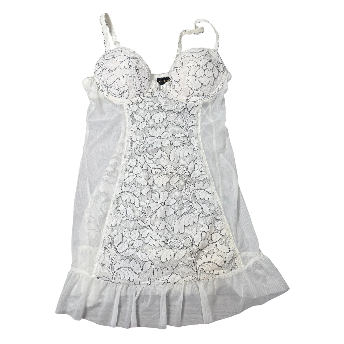 Cinema Etoile Chemise Babydoll Slip White Lace Vintage Womens Small