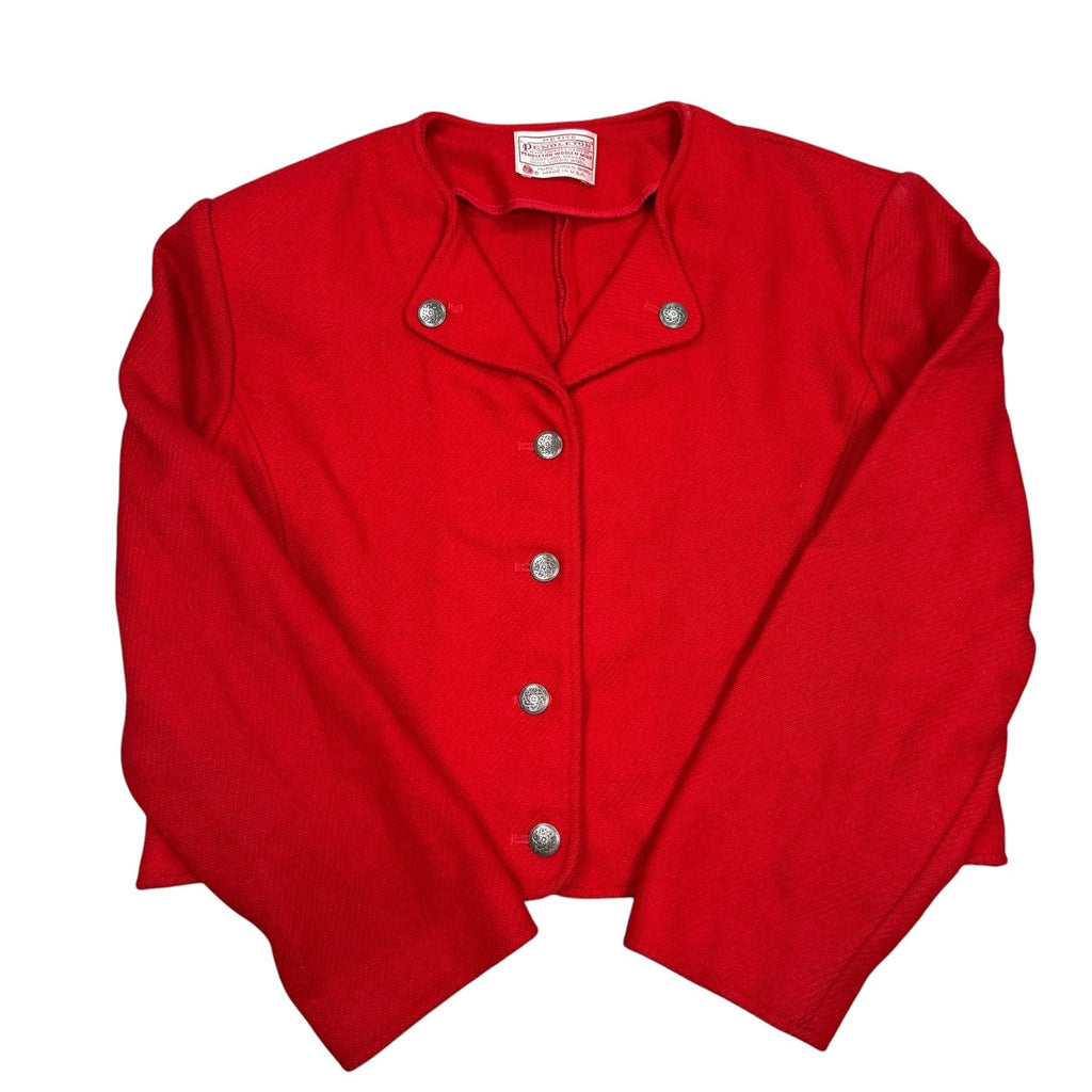 Pendleton Cardigan Red Vintage Wool Womens Size 12 Cropped Jacket Made In USA