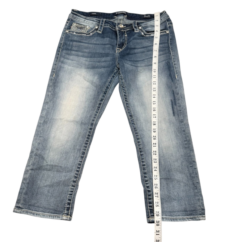 Vigoss Capri Jeans Blue Womens Size 12 Y2K Three Quarter Cropped Denim