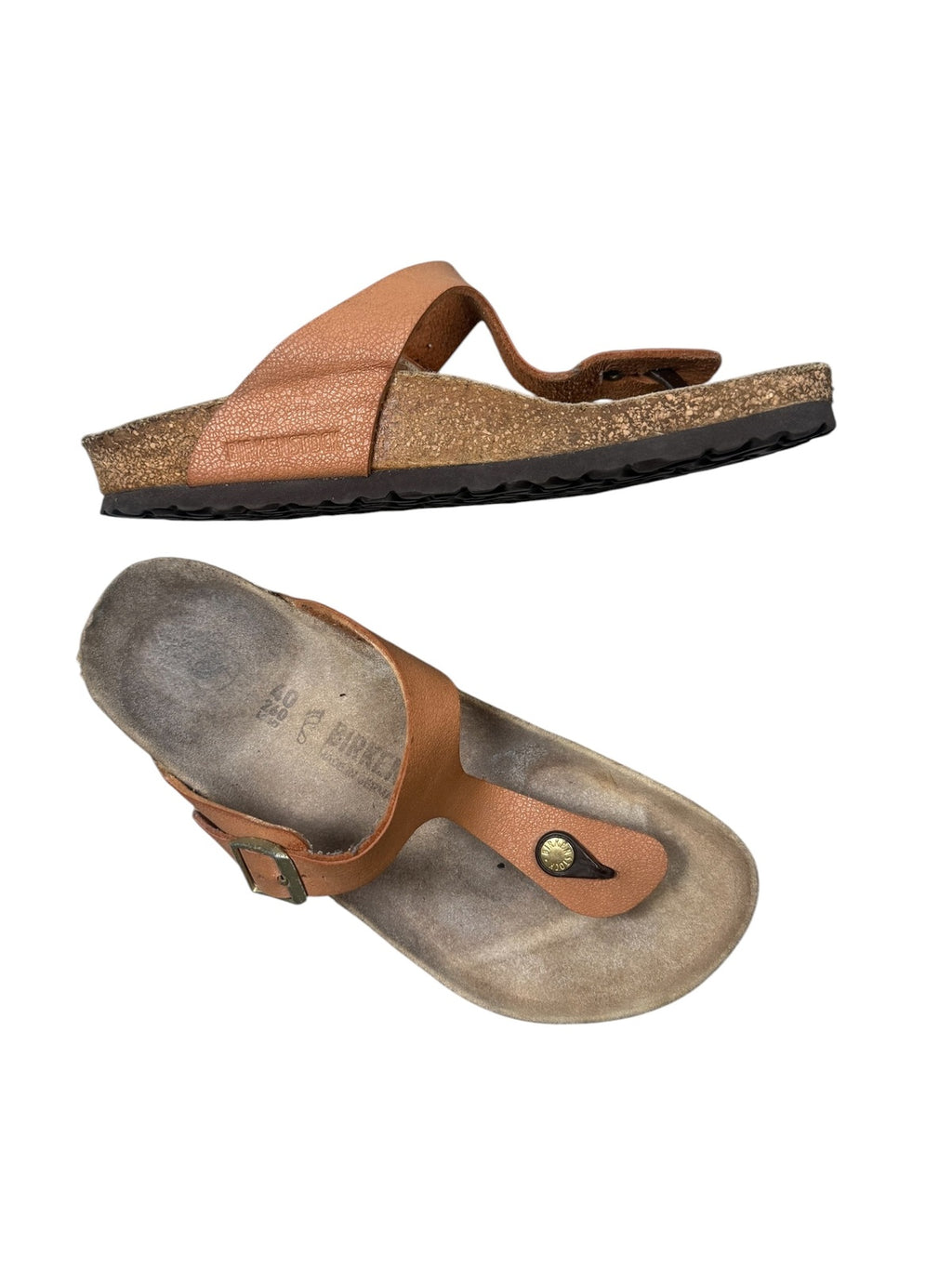Birkenstock Gizeh Sandals Thong Tan Leather Regular Womens UK 7