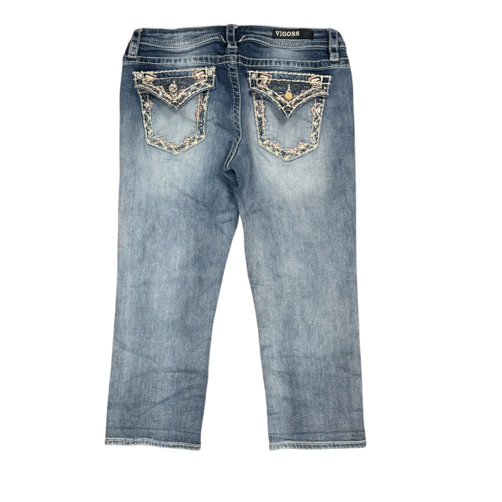 Vigoss Capri Jeans Blue Womens Size 12 Y2K Three Quarter Cropped Denim