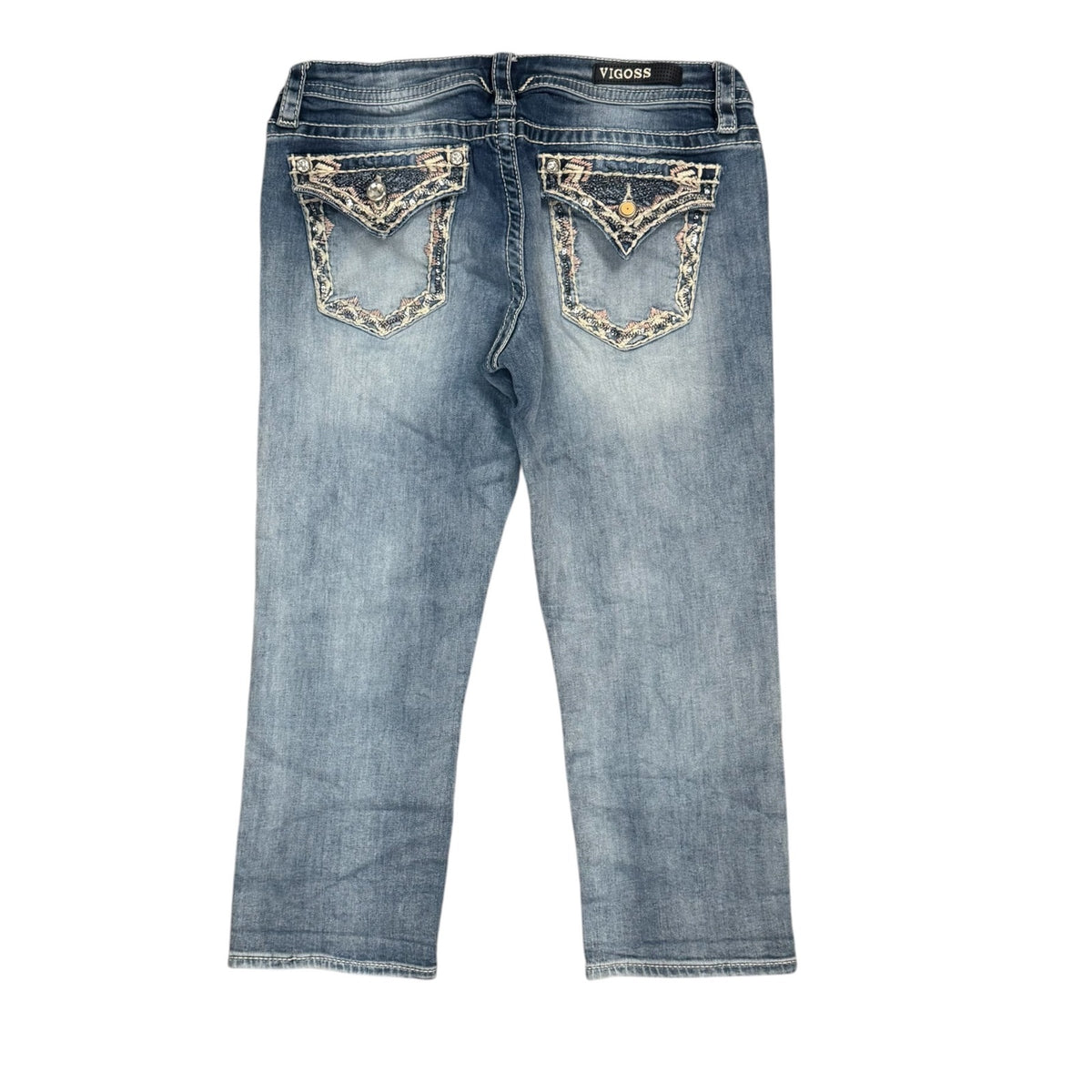 Vigoss Capri Jeans Blue Womens Size 12 Y2K Three Quarter Cropped Denim