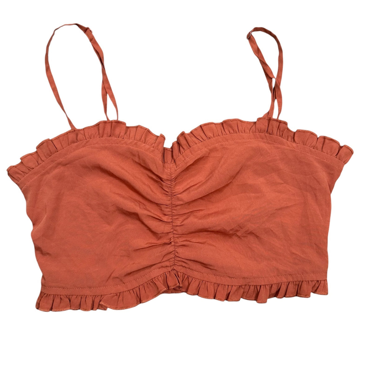 Urban Outfitters Crop Top Orange Womens Small Shirred Bandeau Rust Summer Cami