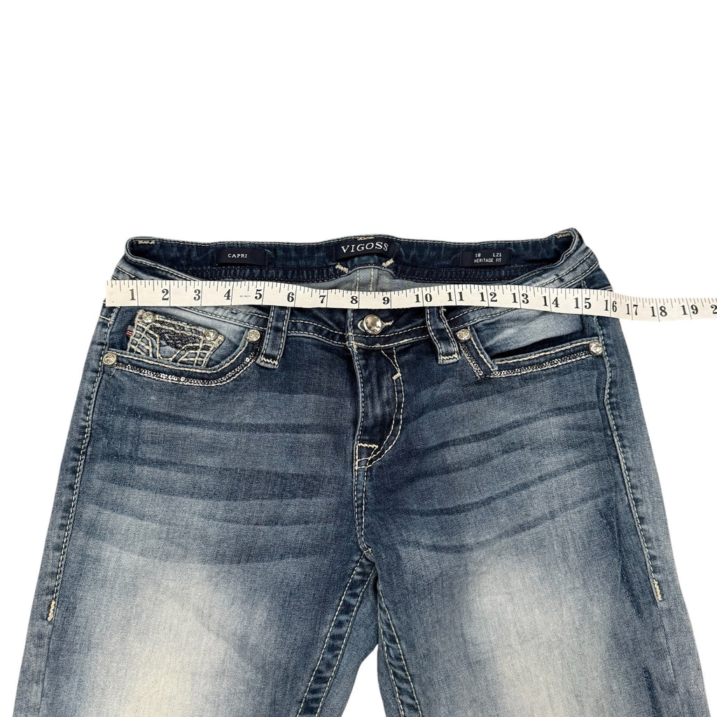 Vigoss Capri Jeans Blue Womens Size 12 Y2K Three Quarter Cropped Denim