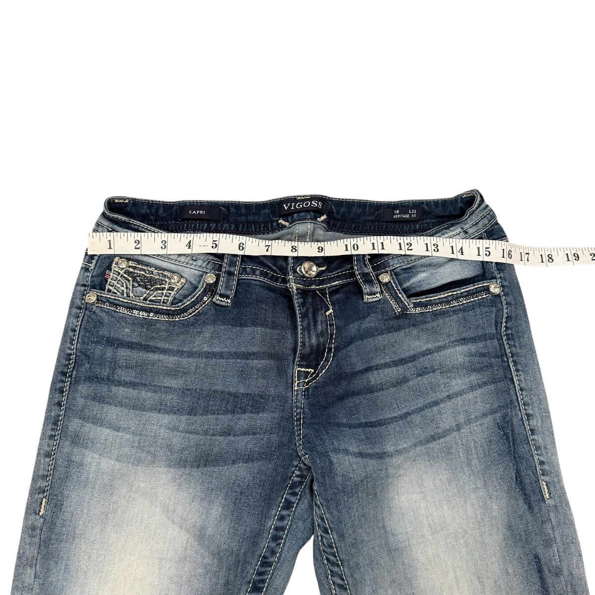 Vigoss Capri Jeans Blue Womens Size 12 Y2K Three Quarter Cropped Denim