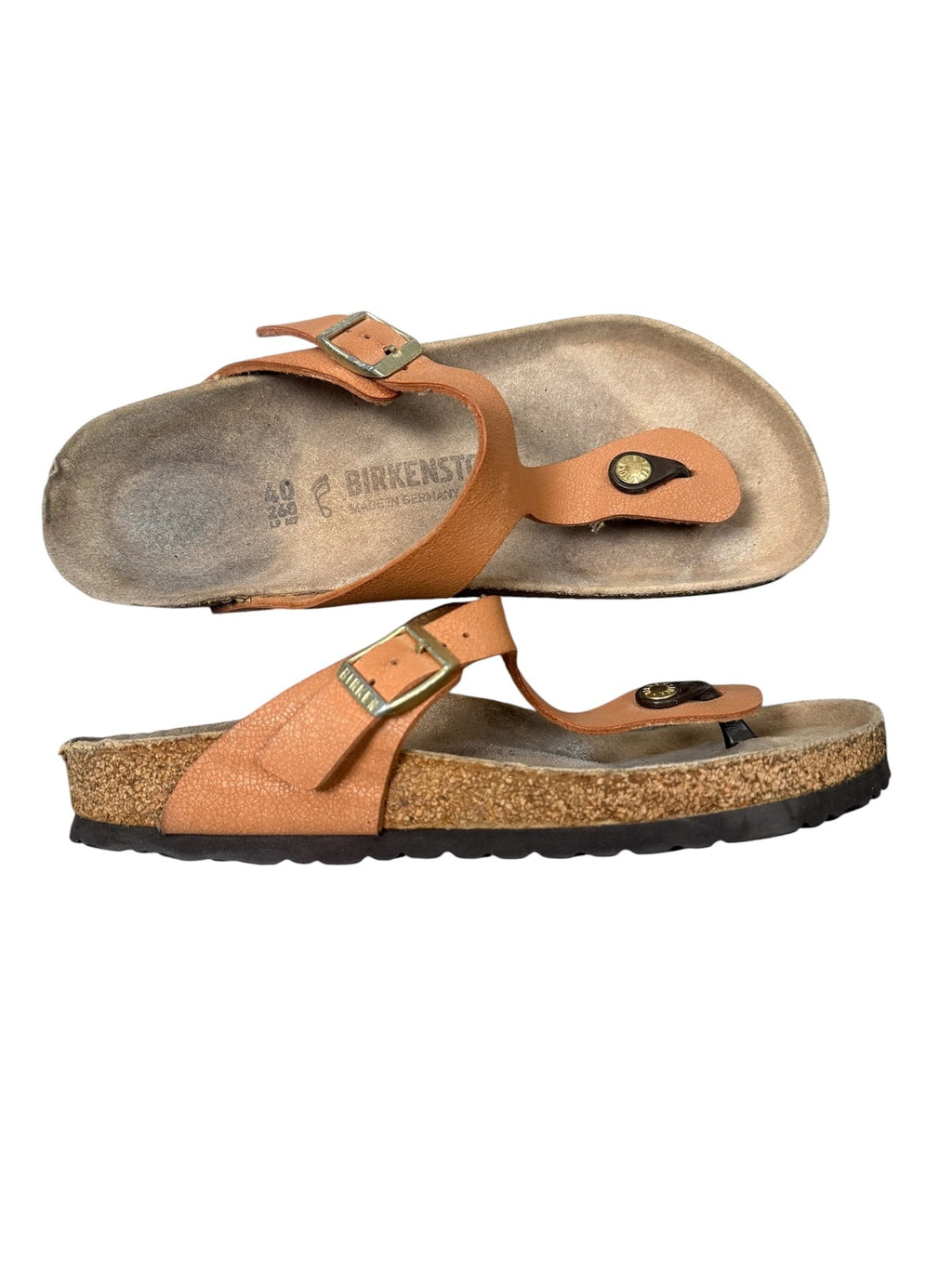 Birkenstock Gizeh Sandals Thong Tan Leather Regular Womens UK 7