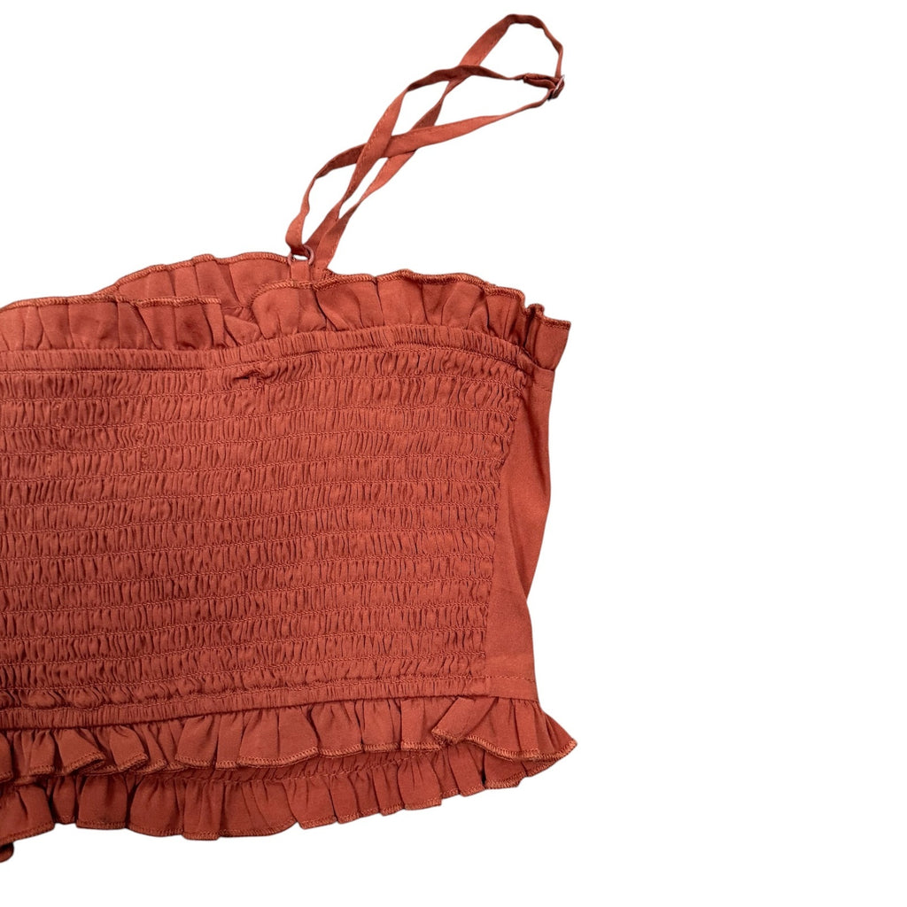 Urban Outfitters Crop Top Orange Womens Small Shirred Bandeau Rust Summer Cami