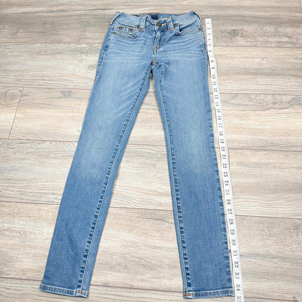 True Religion Mid Rise Super Skinny Jeans Blue Denim Size 24